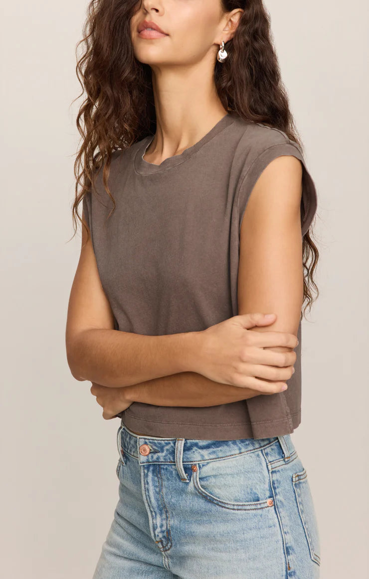 Z Supply: Flex Sleeveless Tee in Pebble Coast