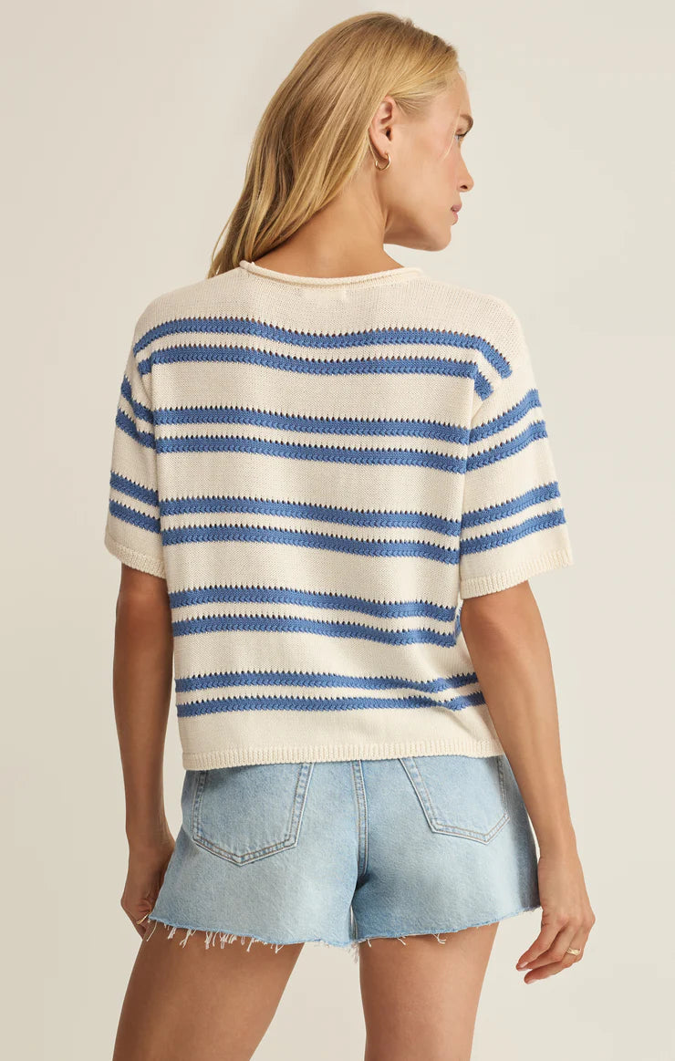 Z Supply: Prado Stripe Sweater Tee in Lake Blue