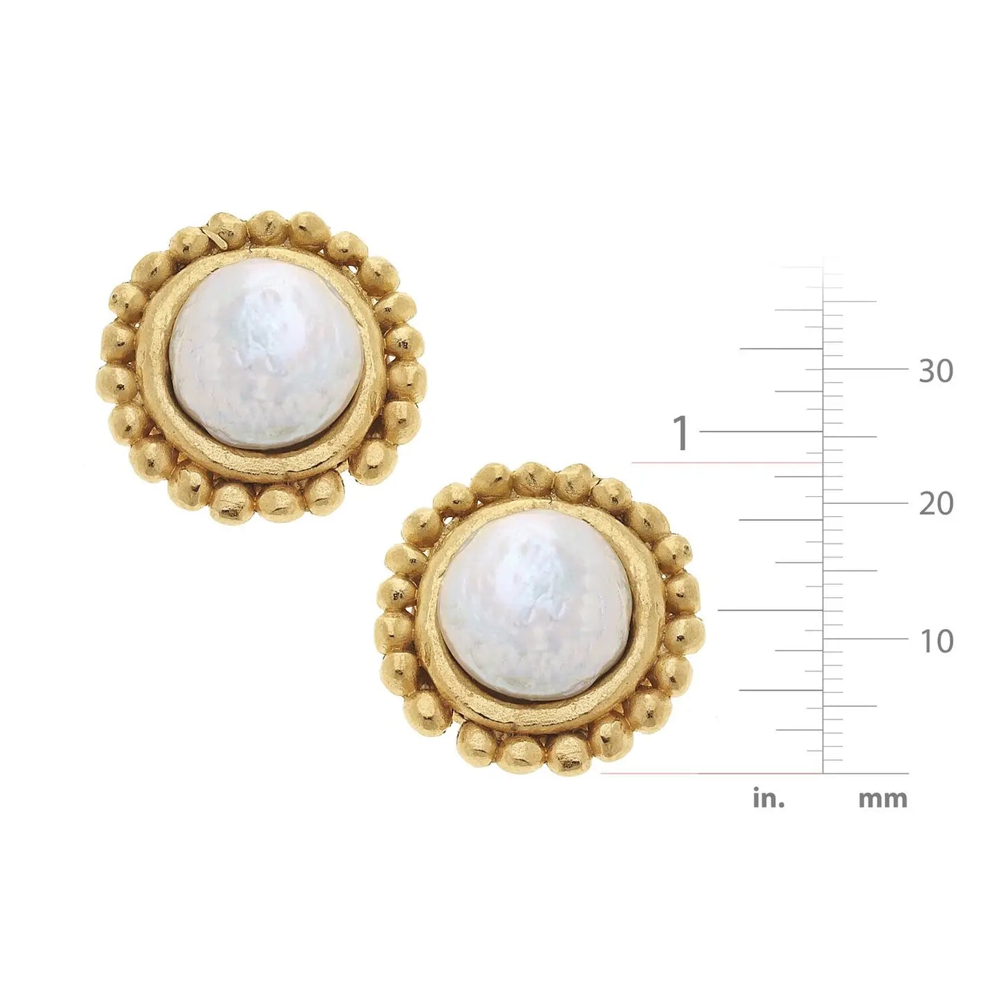 Susan Shaw: Gold with Coin Pearl Pierced Earrings