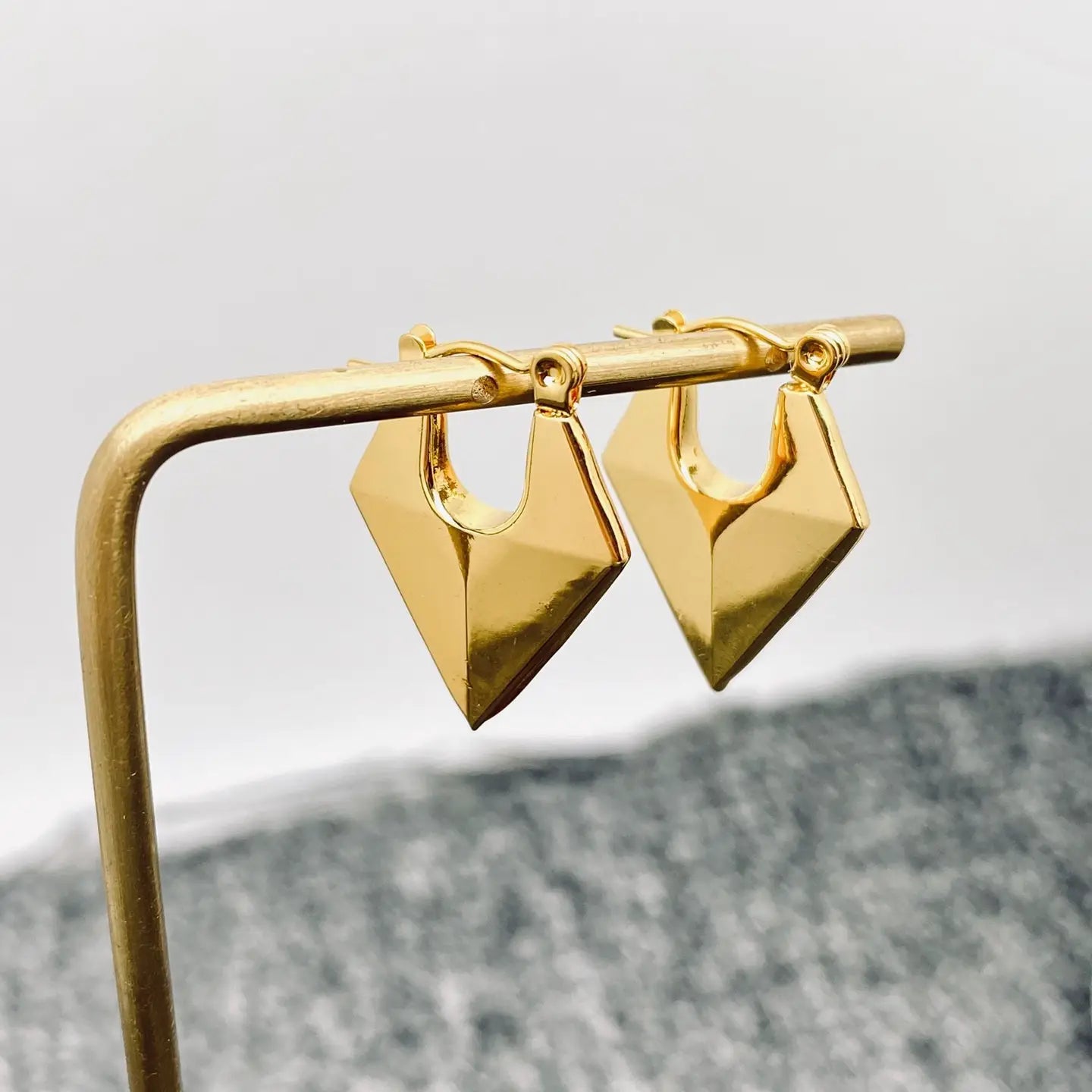 Triangle Hoop Earrings in Gold
