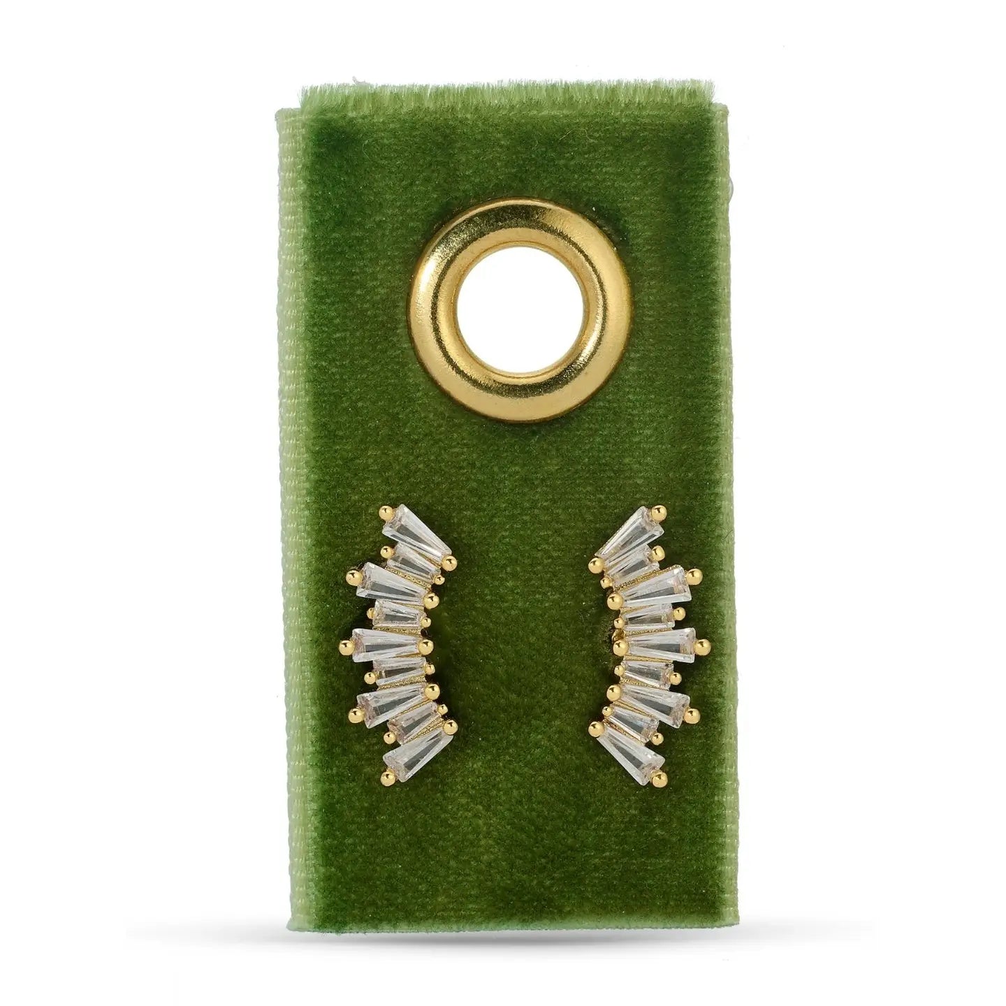 Curved Baguette Studs in Gold