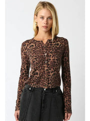 Olivaceous: Christine Leopard Knit Top