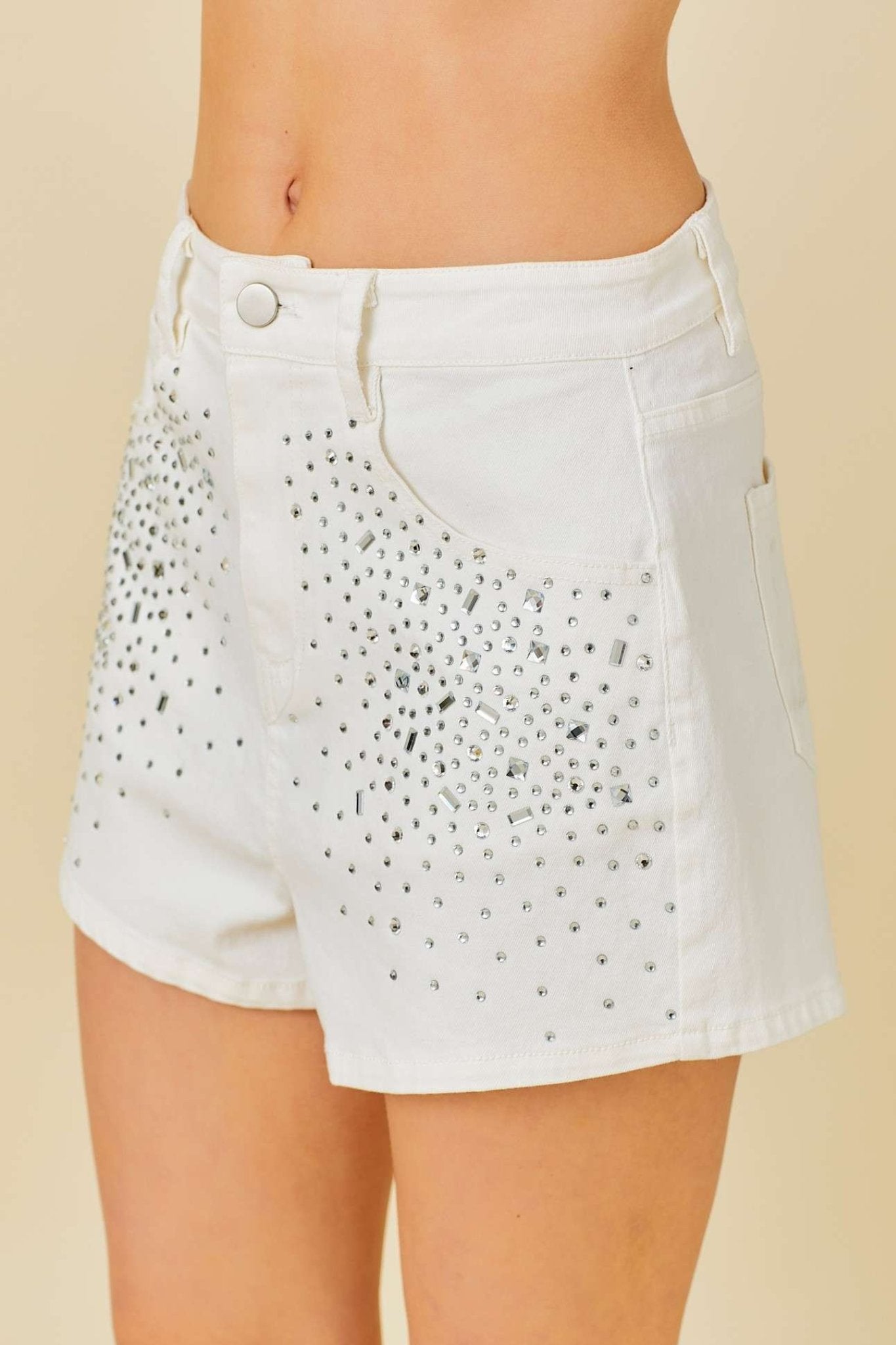 Abir Rhinestone Denim Short - J. Cole ShoesMAIN STRIP APPARELAbir Rhinestone Denim Short