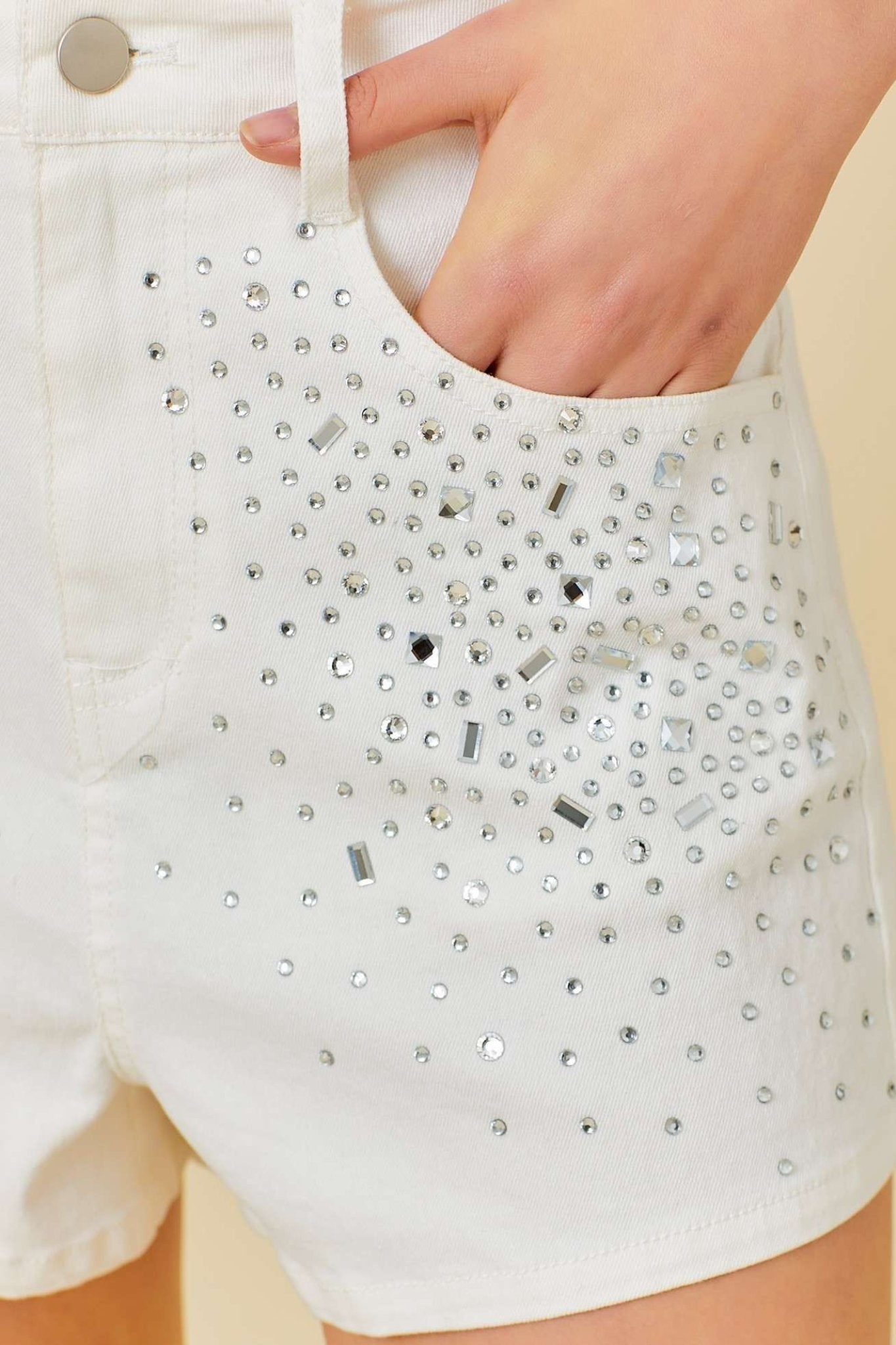 Abir Rhinestone Denim Short - J. Cole ShoesMAIN STRIP APPARELAbir Rhinestone Denim Short