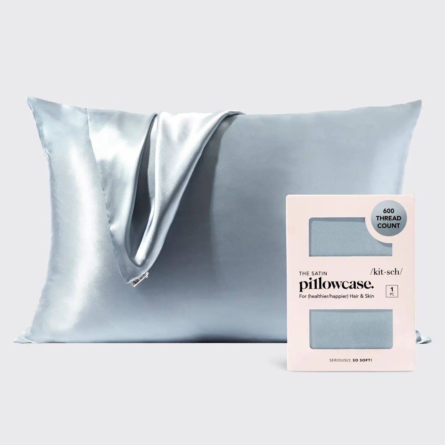 Kitsch: Standard Satin Pillowcase - Haze Blue