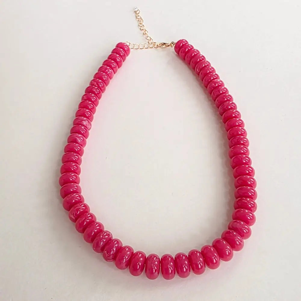 Dana Donut Bead Necklace in Pink