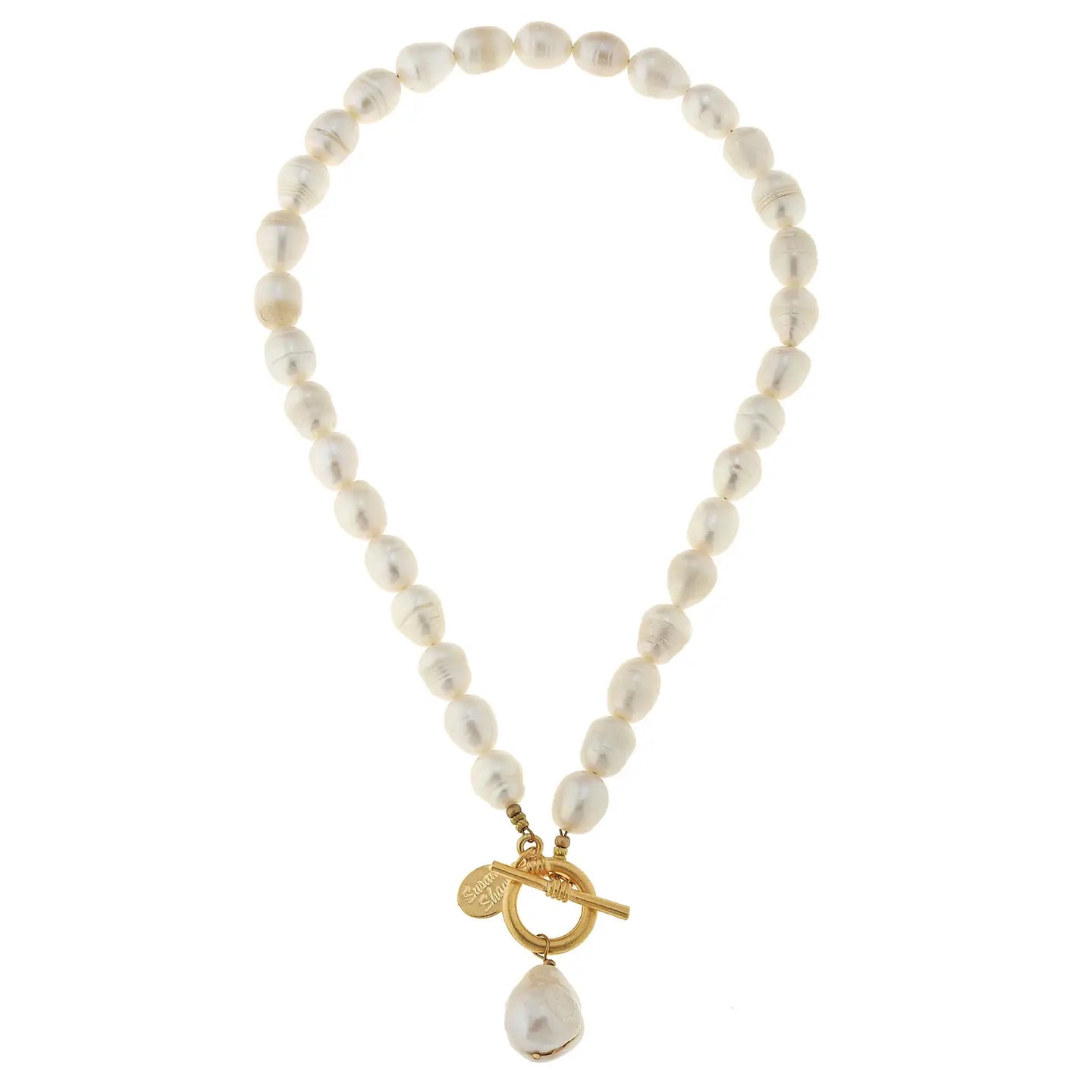 Susan Shaw: Freshwater Pearl Front Toggle Necklace