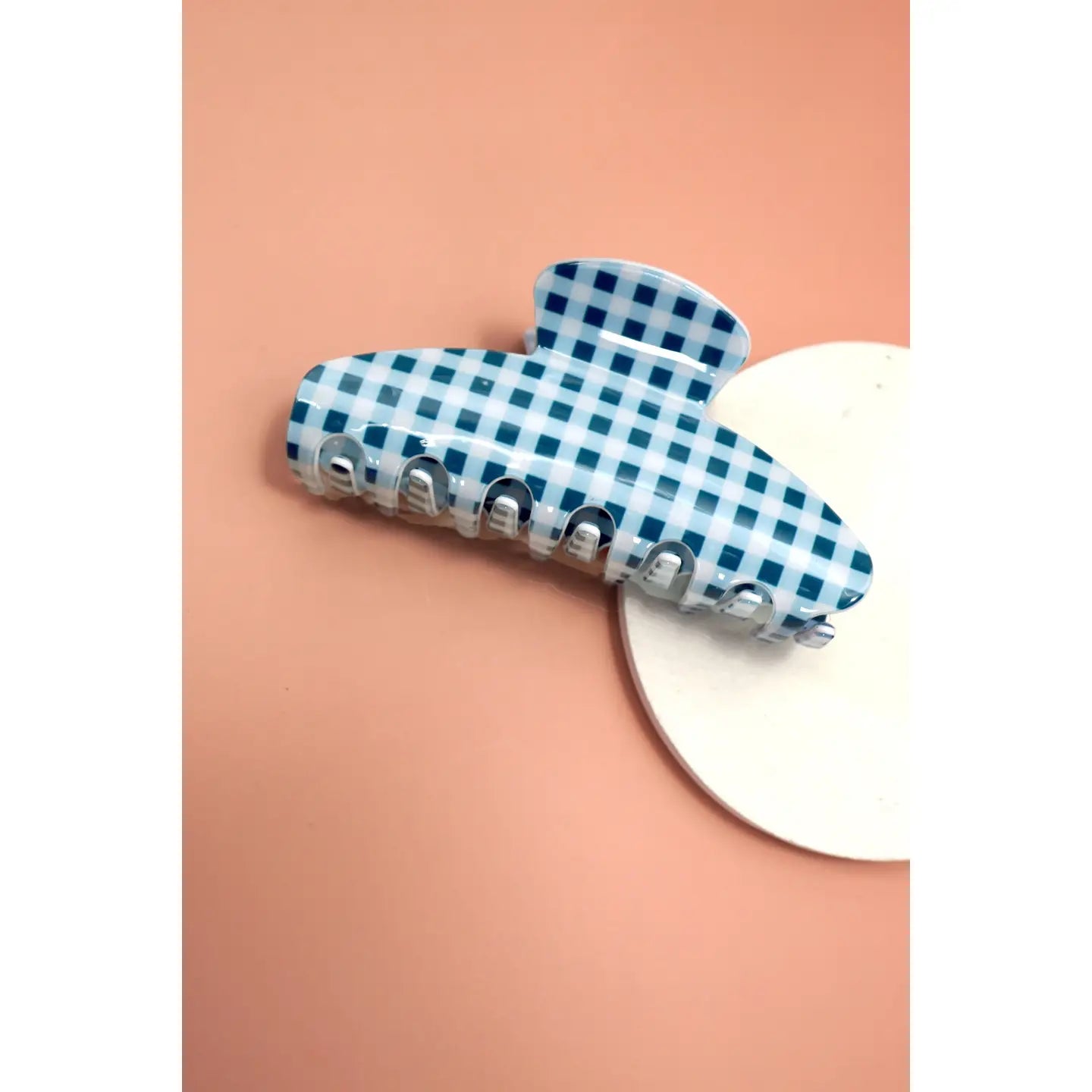 Jumbo Hair Claw Clip in Plaid Blue