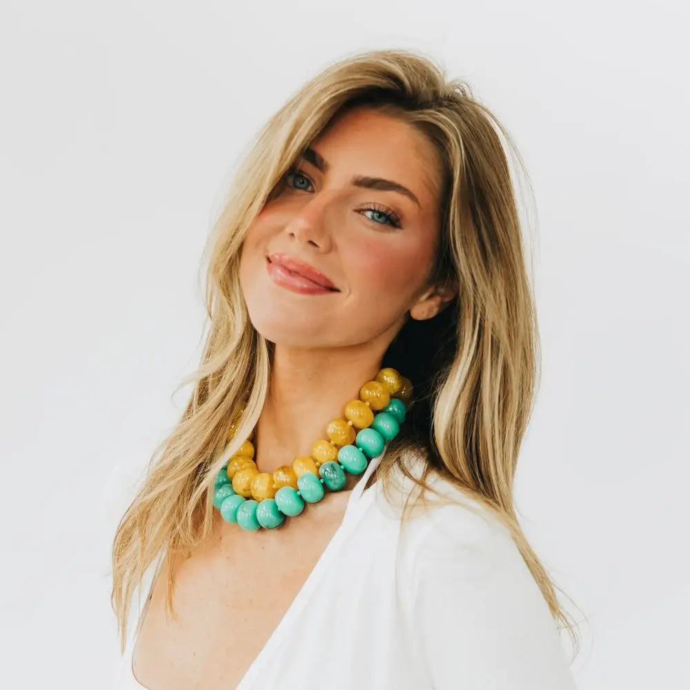 Bella Beaded Necklace in Teal