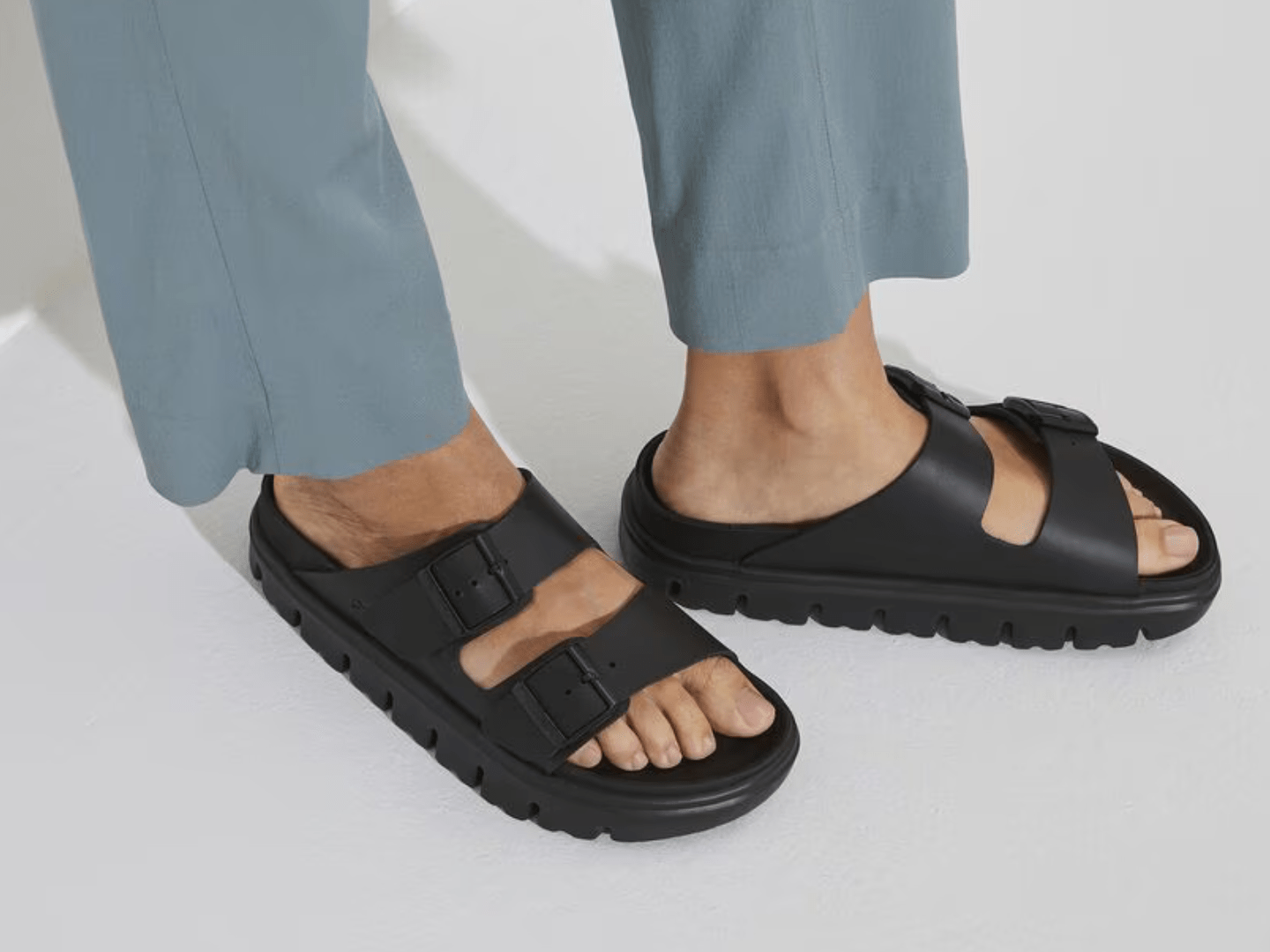 Birkenstock: Arizona Chunky Exq in Black/Black Leather - J. Cole ShoesBIRKENSTOCKBirkenstock: Arizona Chunky Exq in Black/Black Leather