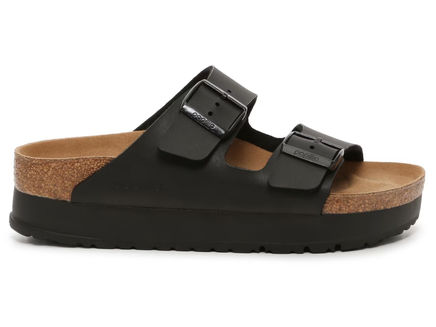 Birkenstock: Arizona Platform in Vegan Black - J. Cole ShoesBIRKENSTOCKBirkenstock: Arizona Platform in Vegan Black