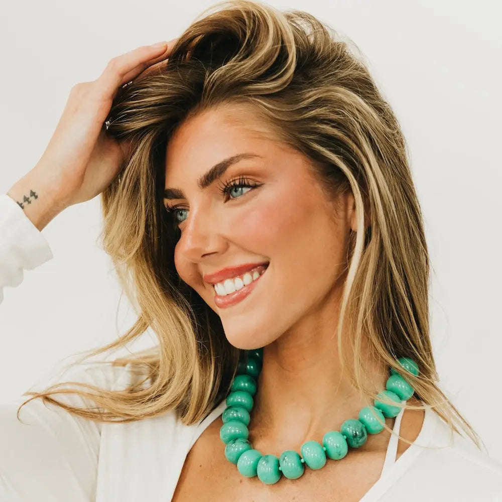 Bella Beaded Necklace in Teal