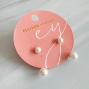 Ellison + Young: Modern Dual Pearl Drop Earrings – Minimal Gold Accent Design