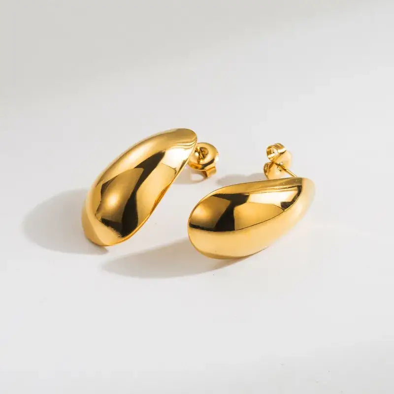 18K Gold Plated Stainless Steel Tear Drop Earrings