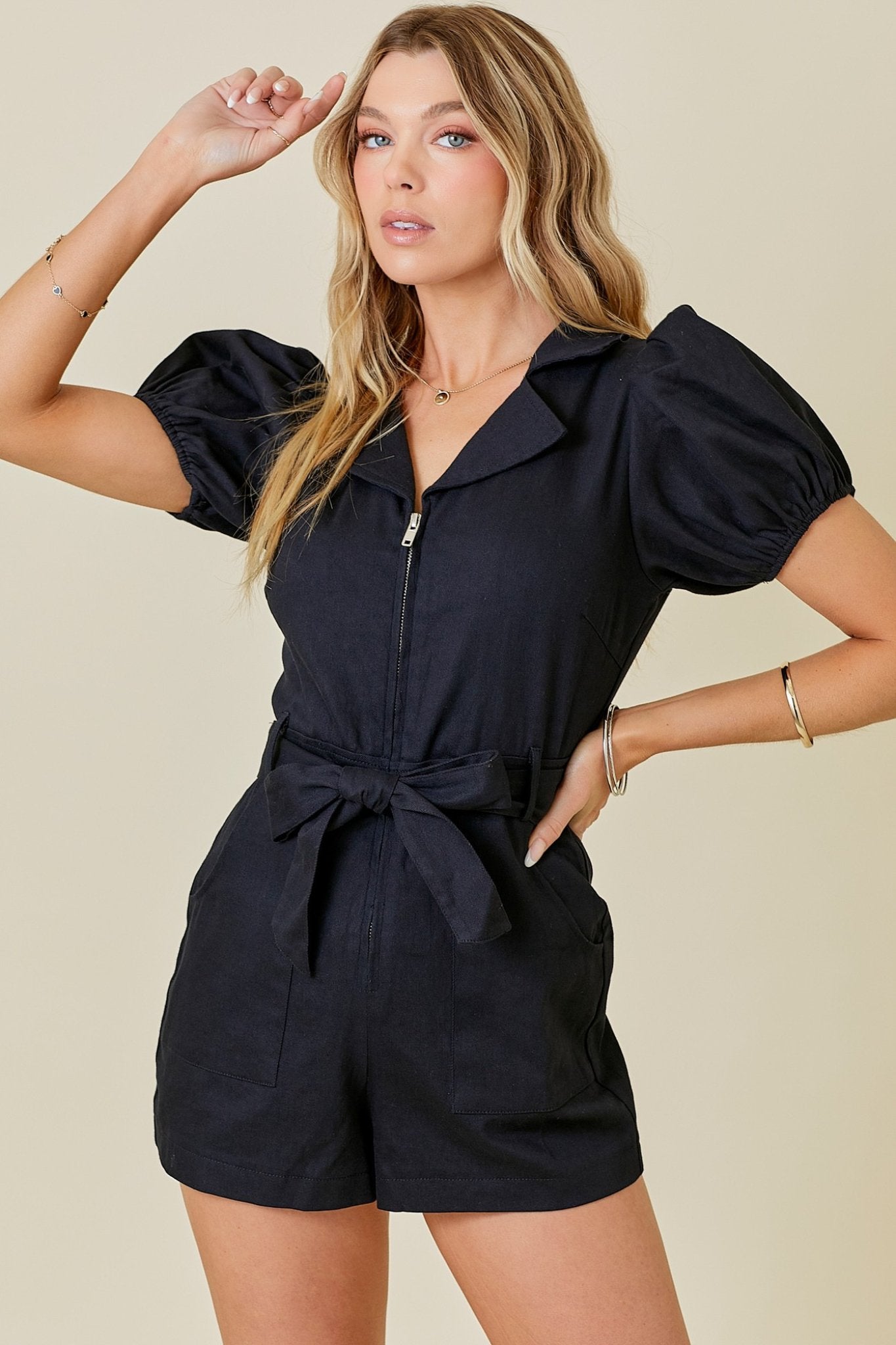 24AW AMERI LADY LIKE PUFF SHORT ROMPERS