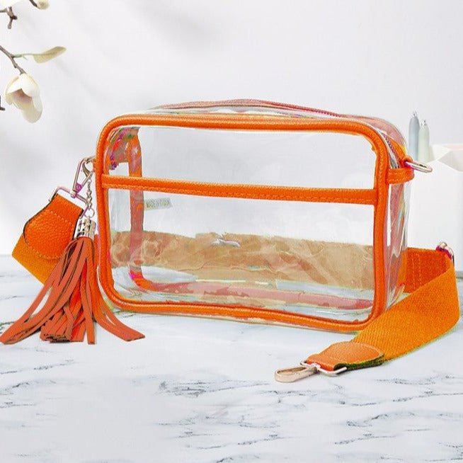 Clear & Orange Cross Body Camera Bag - J. Cole ShoesHANAClear & Orange Cross Body Camera Bag