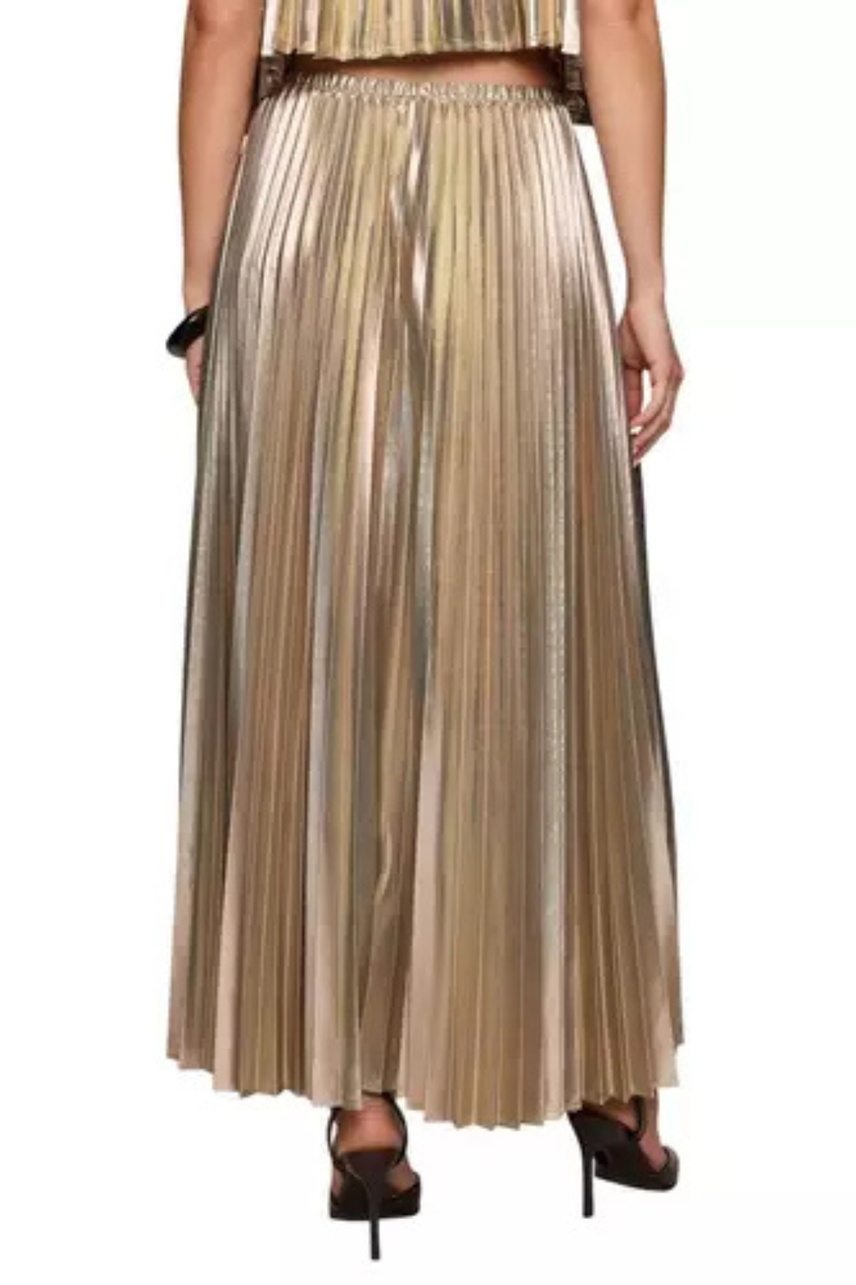 gold pleated skirt at jcole shoes tulsa