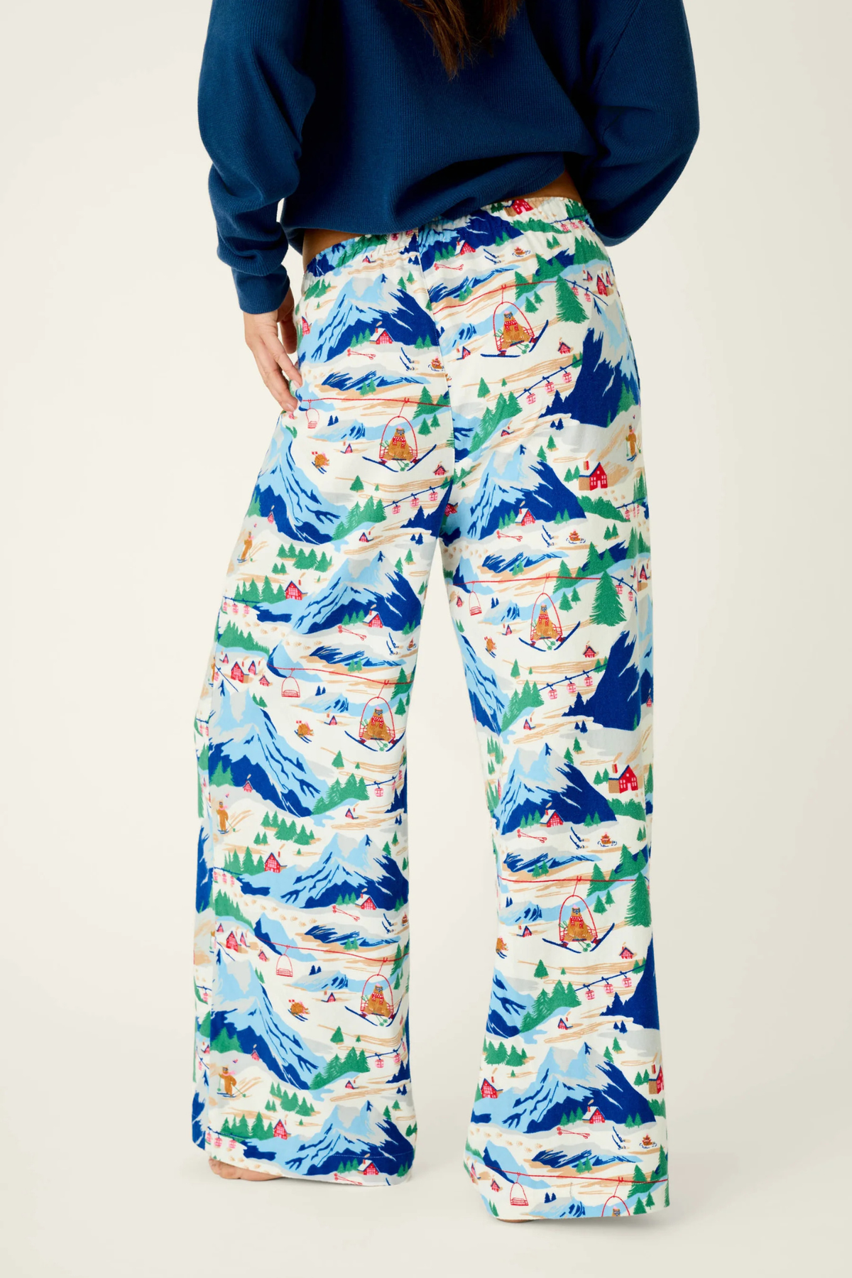 PJ Salvage Women's Moon Blue Ski Ya Later Skiing Bears Flannel Pajama Pants