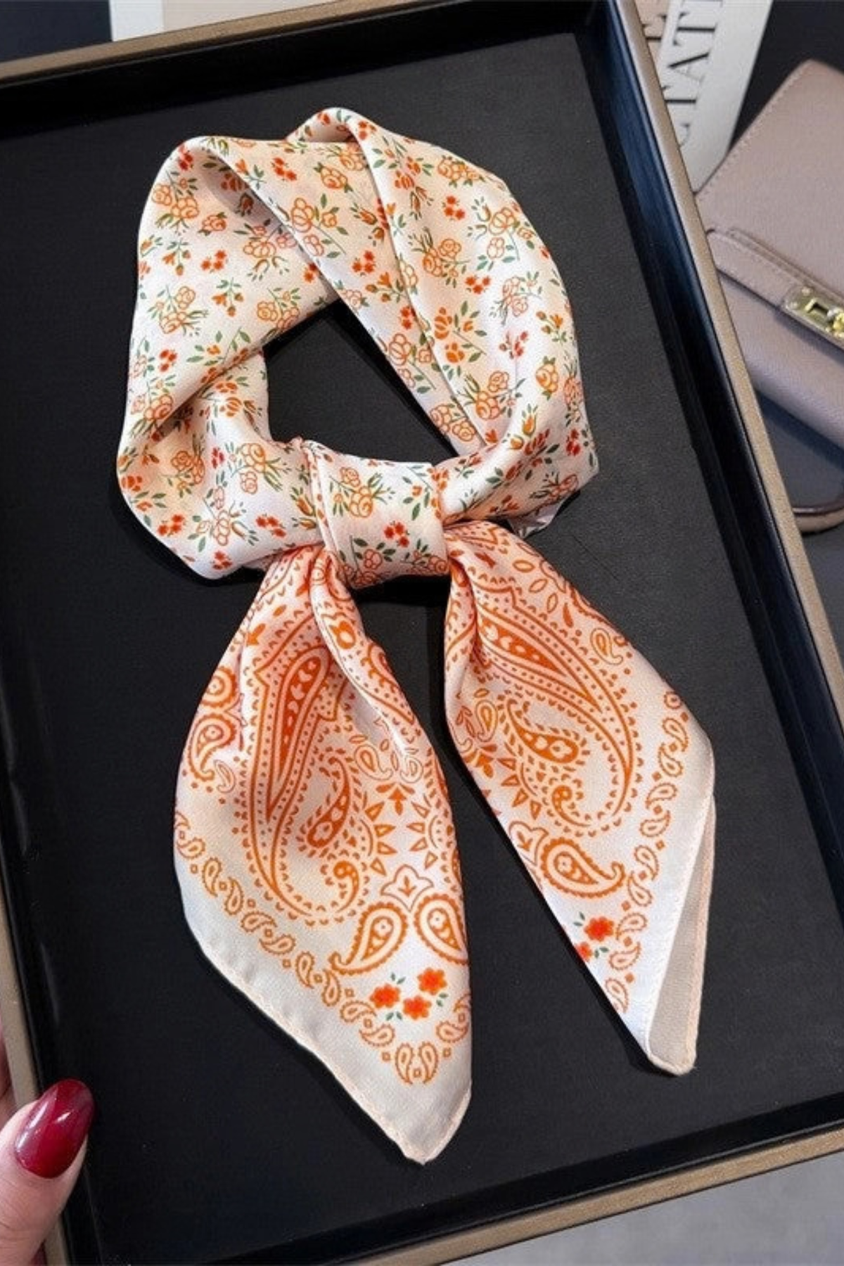 orange scarf at jcole shoes tulsa