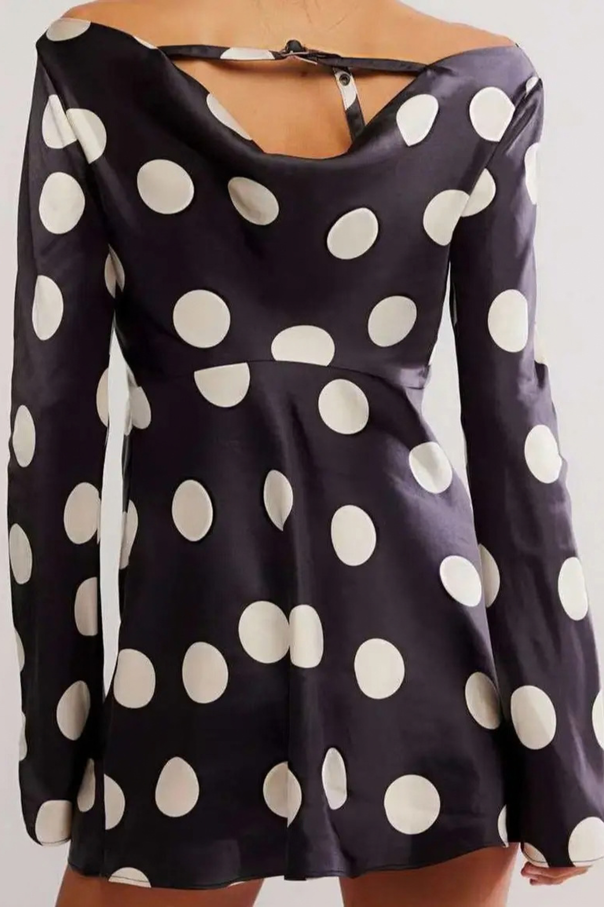 Women's Retro Elegant Polka Dots Cut Out Mini Dress