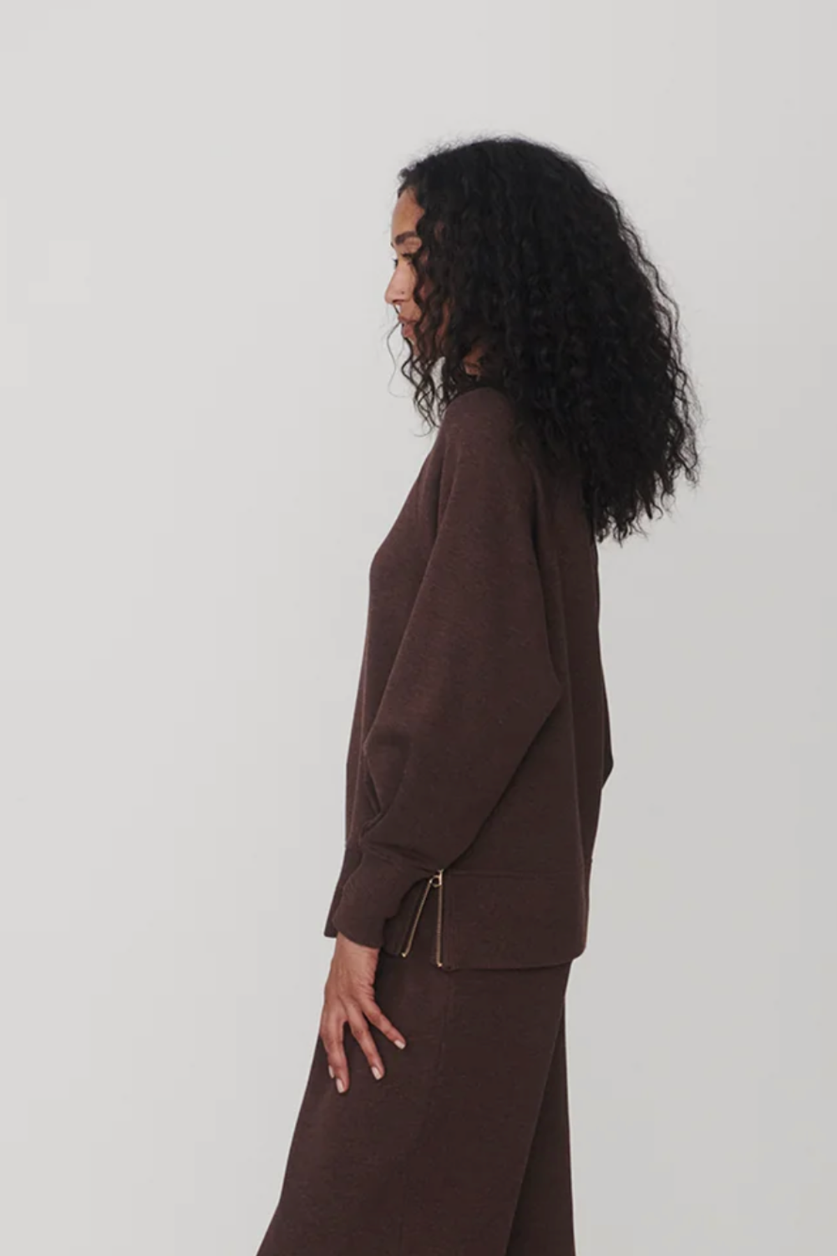 Varley Women's Loxley Raglan Boyfriend Sweatshirt in Coffee Bean Marl