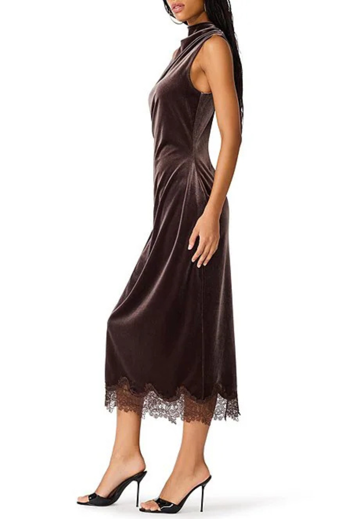 brown velvet midi dress at jcole shoes tulsa