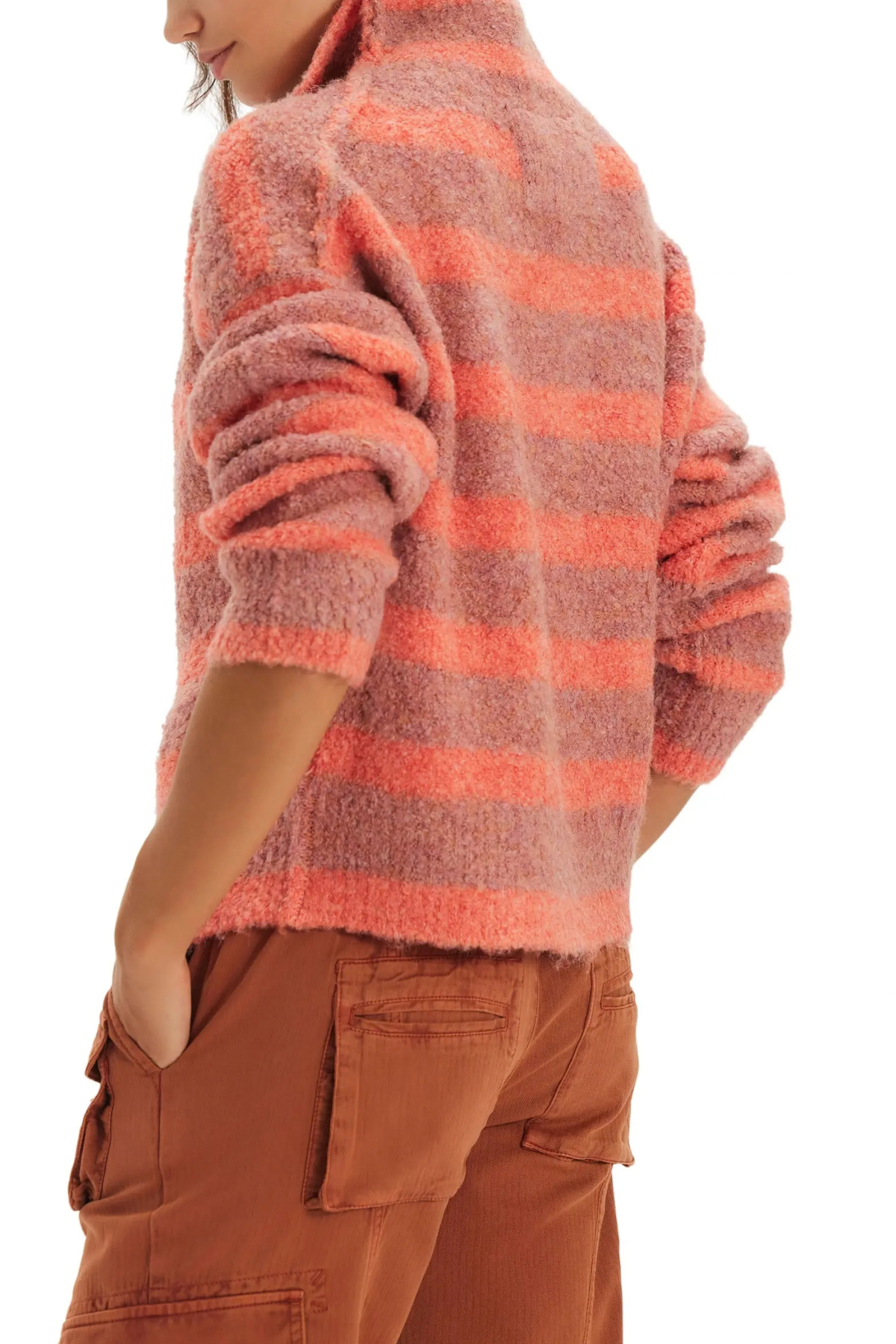 Free People Women's Peach Combo WTF Button Collection Cardigan