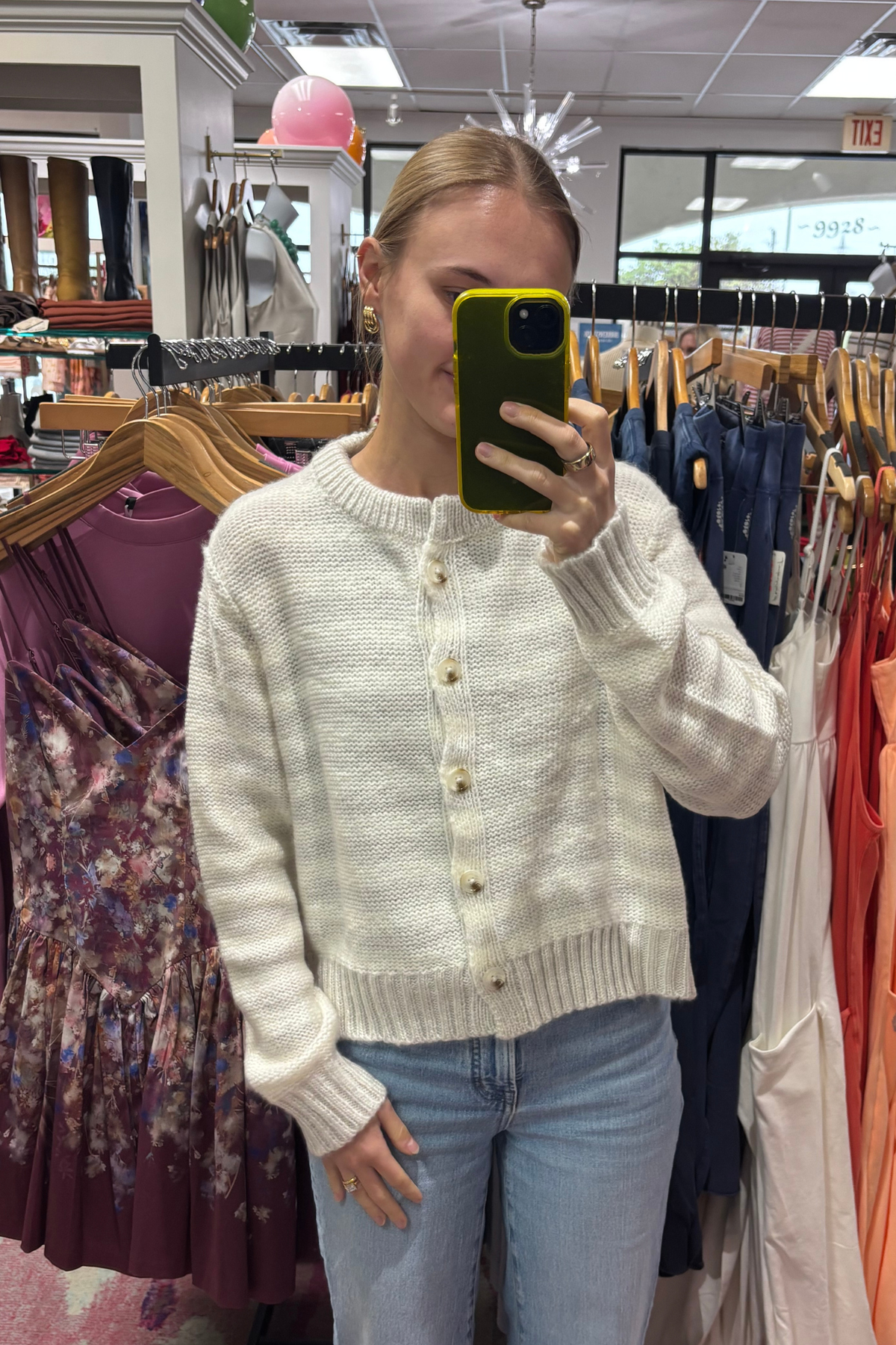 white and grey striped wooden ships sweater at jcole shoes tulsa