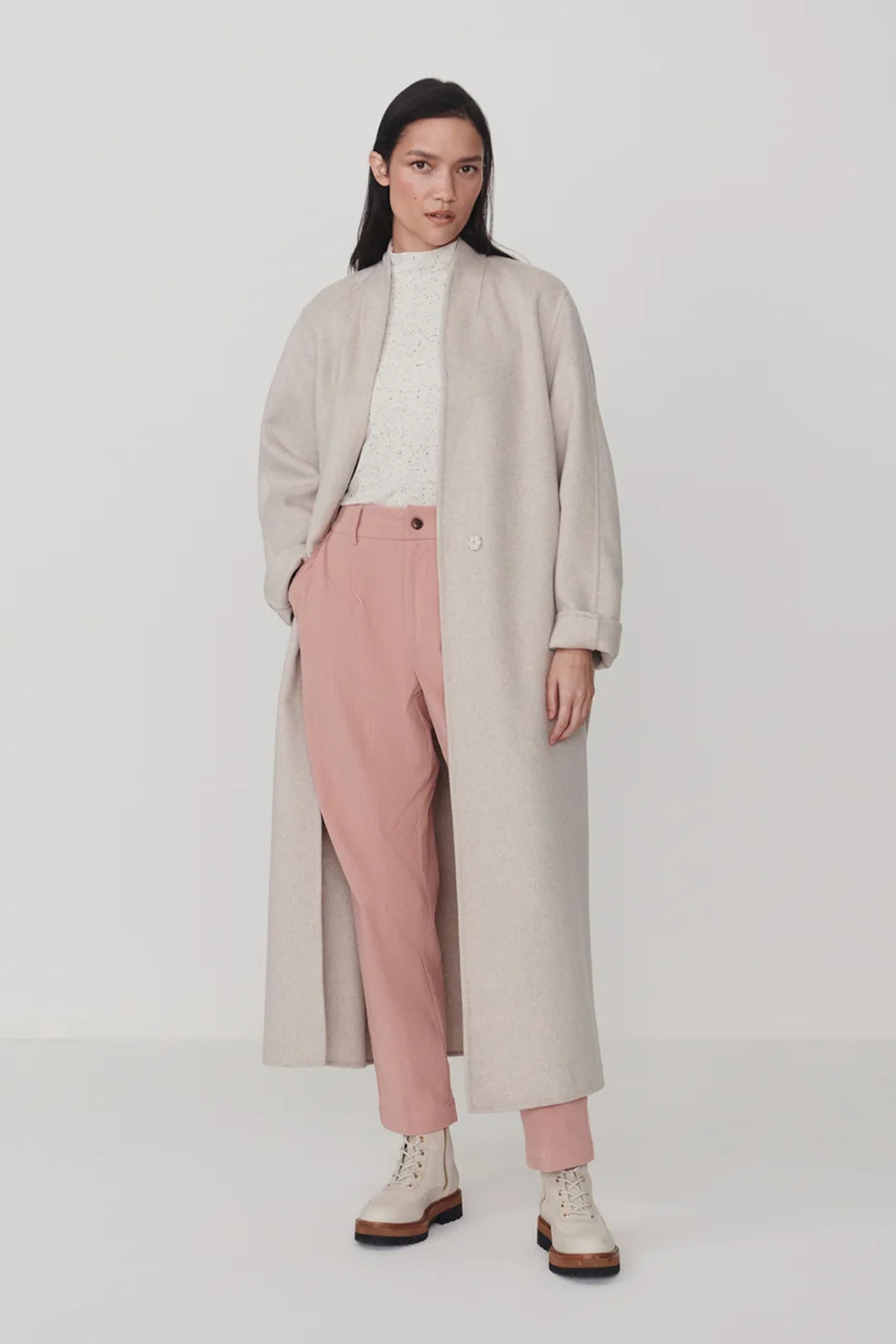 Varley Women's Felice Long Belted Coat in Wind Chime Marl