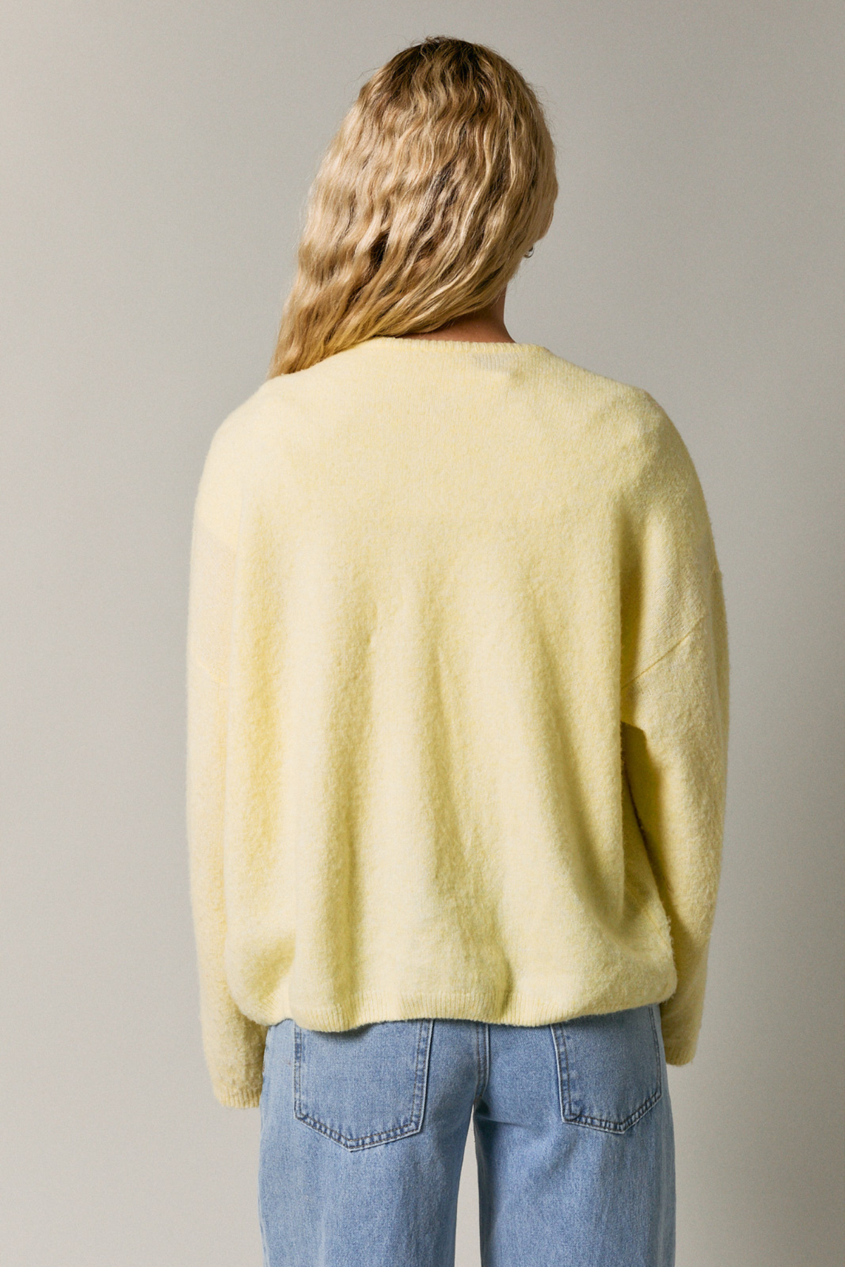 Le Lis Women's Long Sleeve Crew Neck Sweater Cardigan in Butter