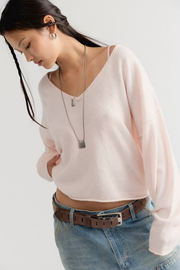 Free People Women's Ballet Slipper See Me V-Neck Pullover Sweater