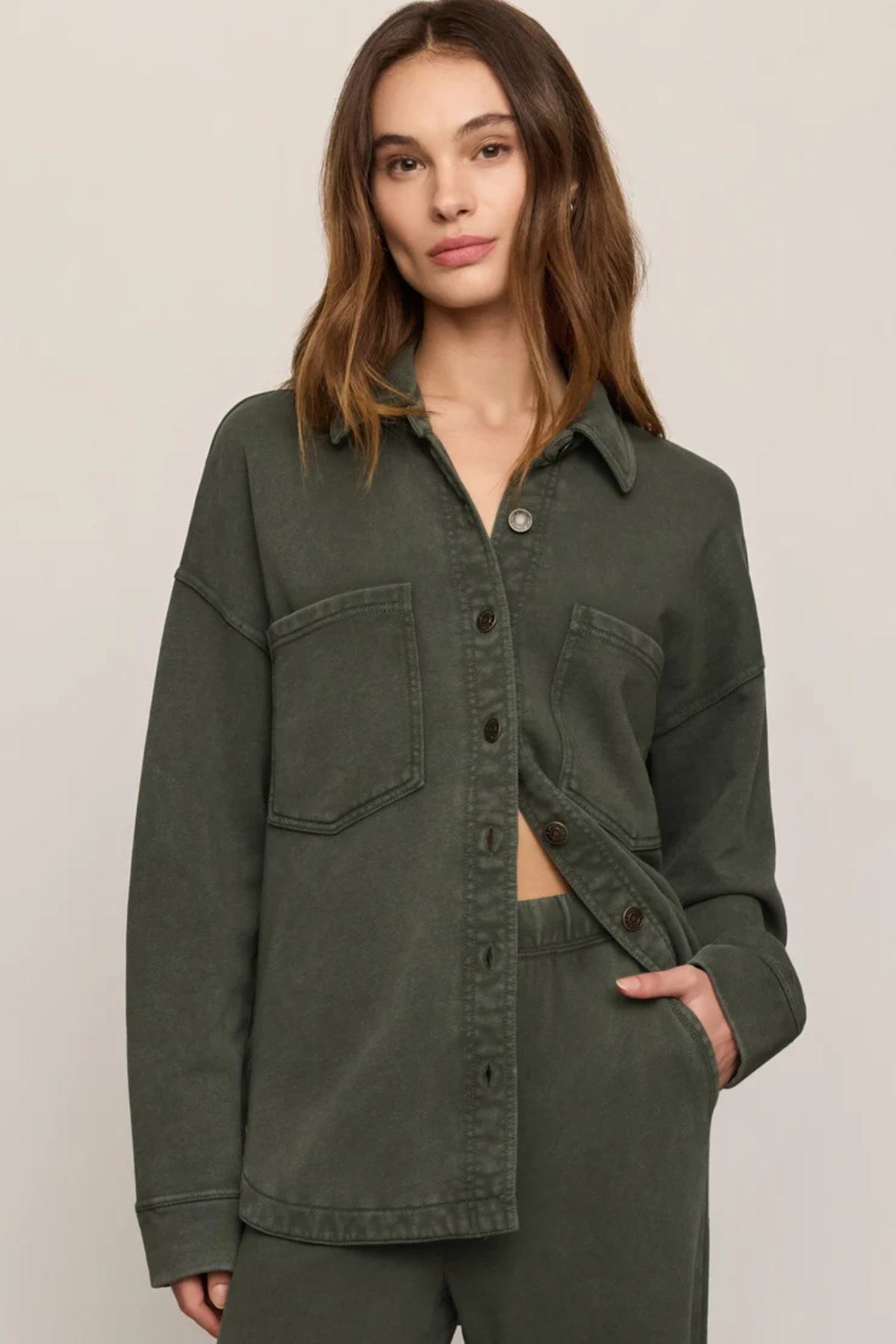 green button down jacket at jcole shoes tulsa