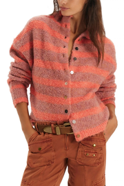 Free People Women's Peach Combo WTF Button Collection Cardigan