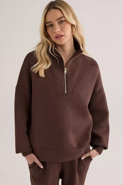 brown Varley quarter zip sweatshirt at jcole shoes tulsa