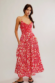 Free People: Sweet Nothings Midi Dress in Gardenia Combo