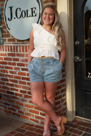 One Shoulder Poplin Top