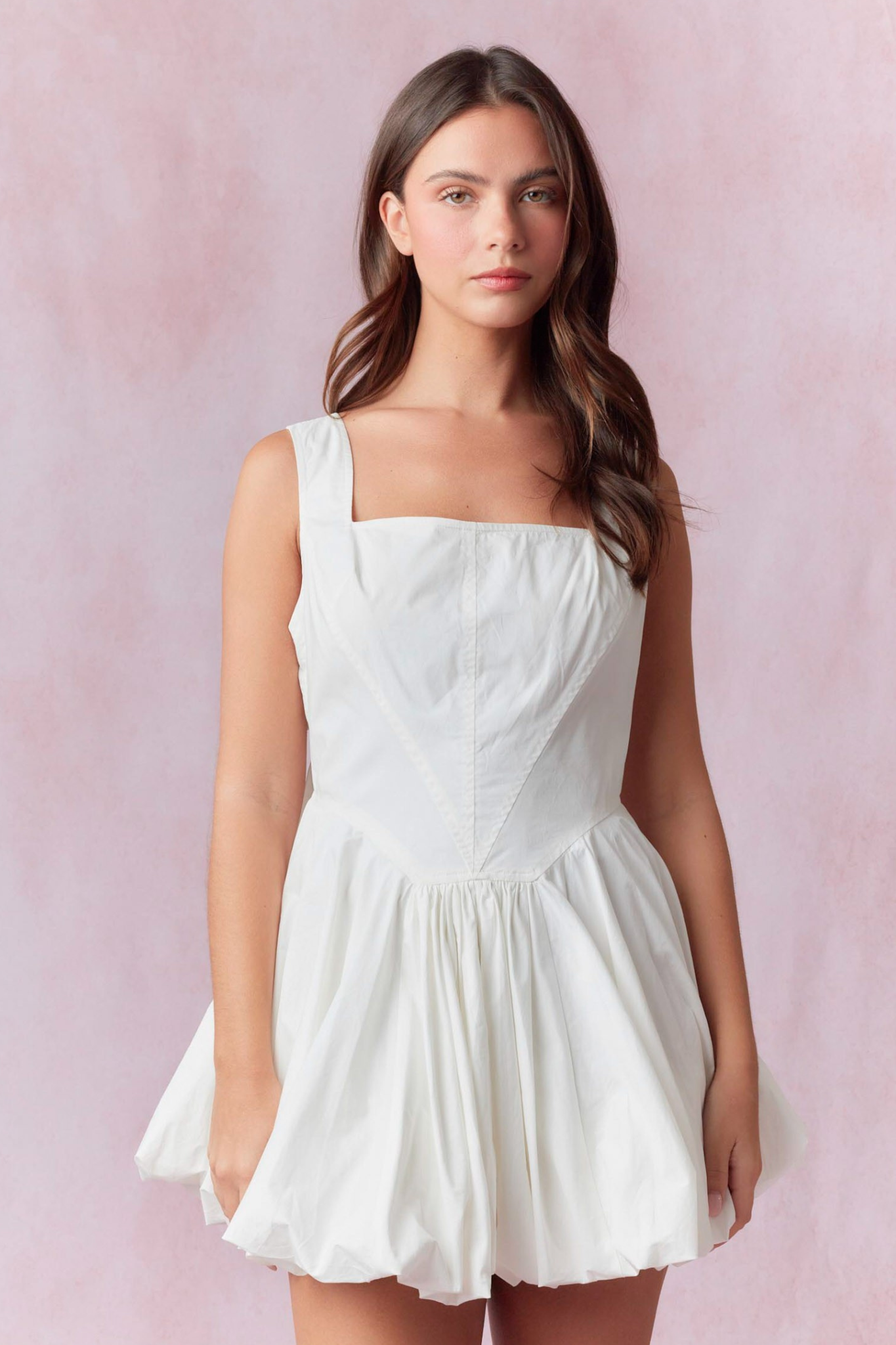 bubble hem mini dress white Bubble Hem Mini Dress in Off White