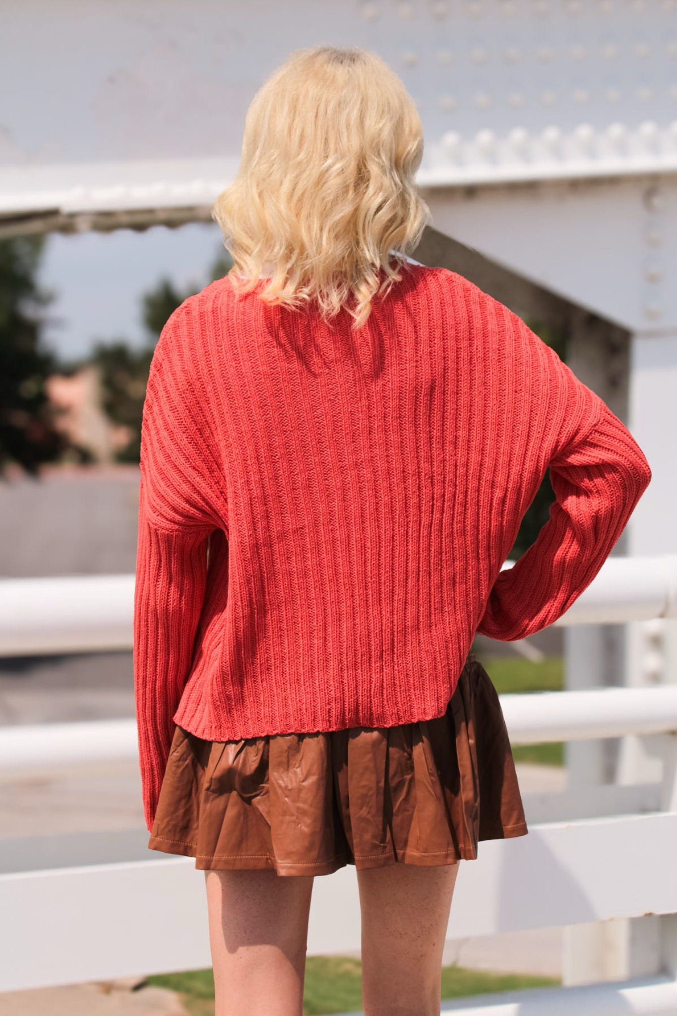 Wooden Ships: Miles Cropped Crew in Sunset Red