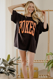 Livy Lu: OSU Cowboys Tall Boy Tee in Smoke