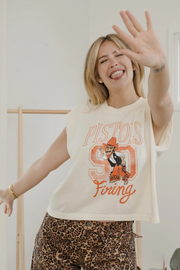 Livy Lu: OSU Cowboys Mascot Tank Top in Off White