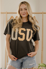 Livy Lu: OSU Cowboys Quilted Puff Ink Tee in Pepper