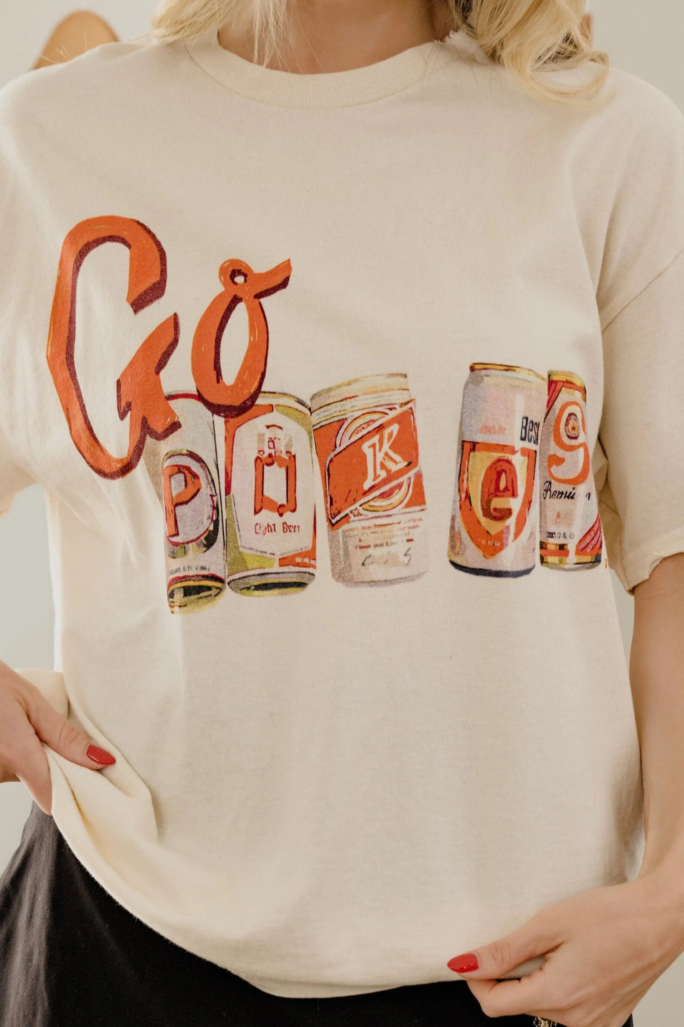 Livy Lu: OSU Oklahoma State Cowboys Cans Thrifted Tee in Off White