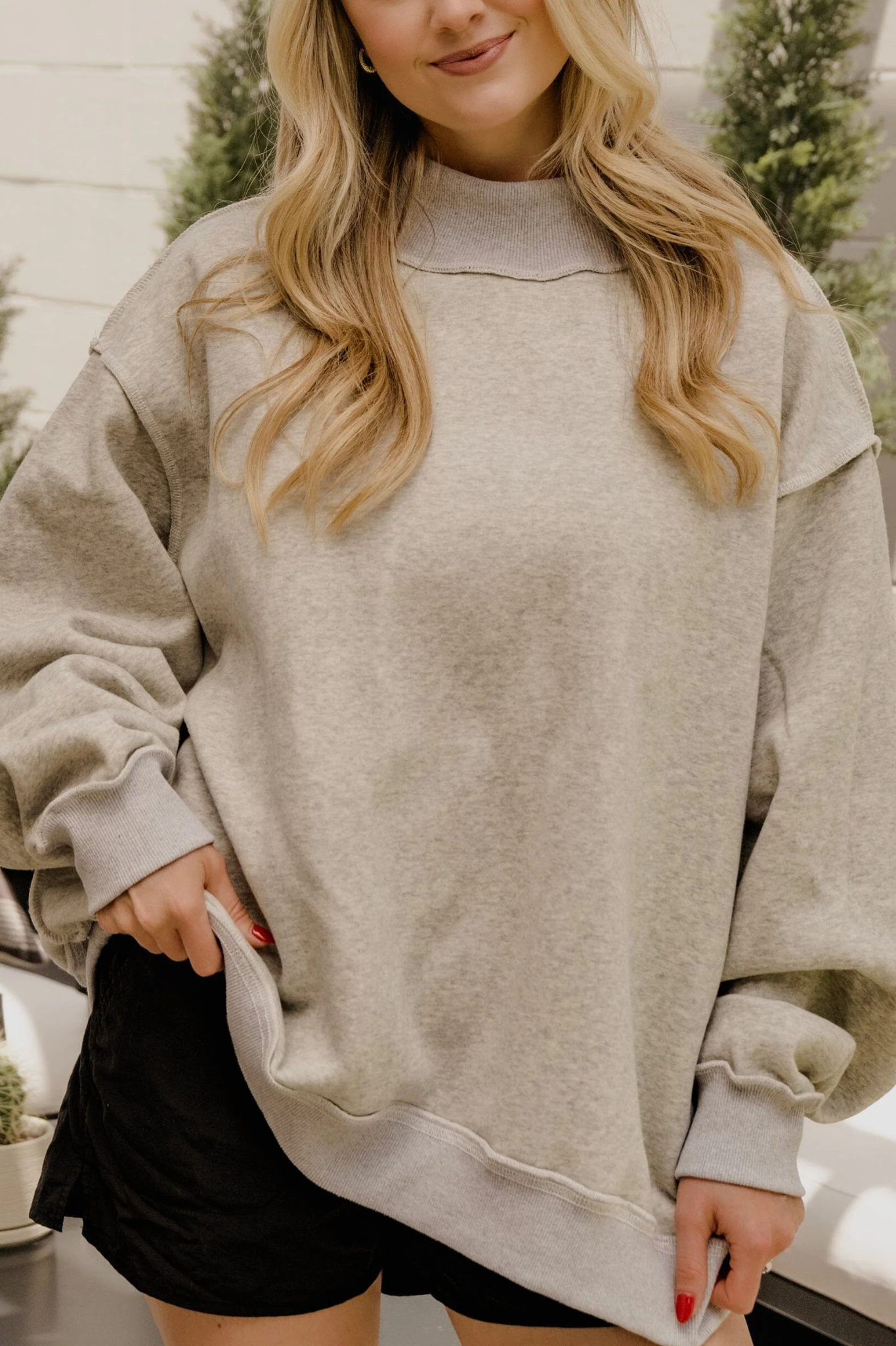 LivyLu: OSU Pokes Tall Boy Reversible Mock Neck Sweatshirt in Gray