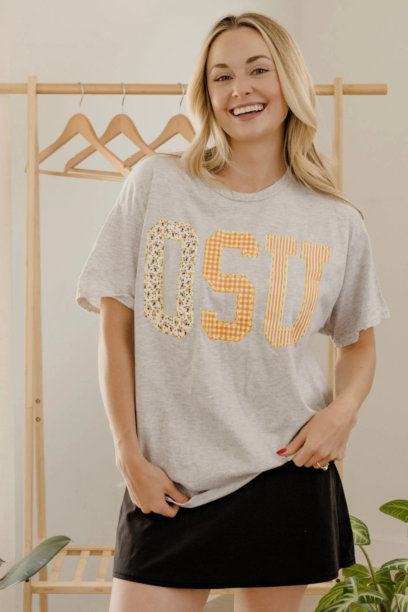 Livy Lu: OSU Cowboys Quilted Puff Ink Thrifted Tee in Ash Gray