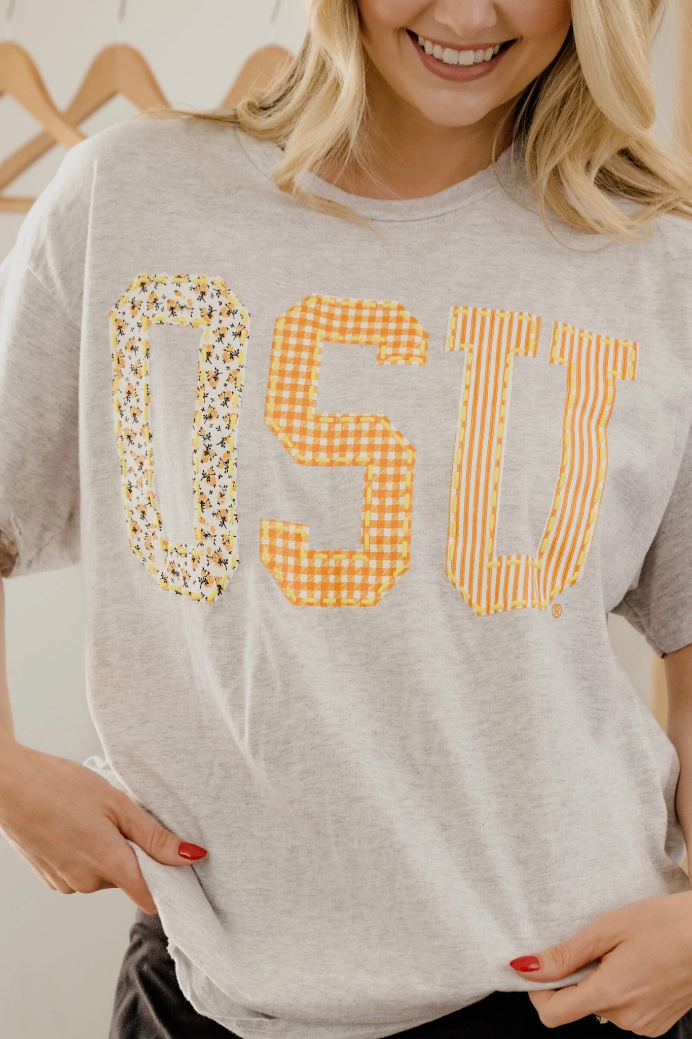 Livy Lu: OSU Cowboys Quilted Puff Ink Thrifted Tee in Ash Gray