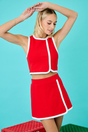 Ashley Top in Red/White
