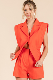Baby Pink: Blazer Style Romper in Orange Demin