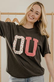 Livy Lu: OU Sooners Quilted Puff Ink Comfort Tee in Pepper