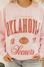 Livy Lu: OU Oklahoma Sooners Wave Arch Thrifted Sweatshirt in Pink
