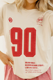 Livy Lu: OU Oklahoma Sooners Crest Stamp Thrifted Tee in Off White